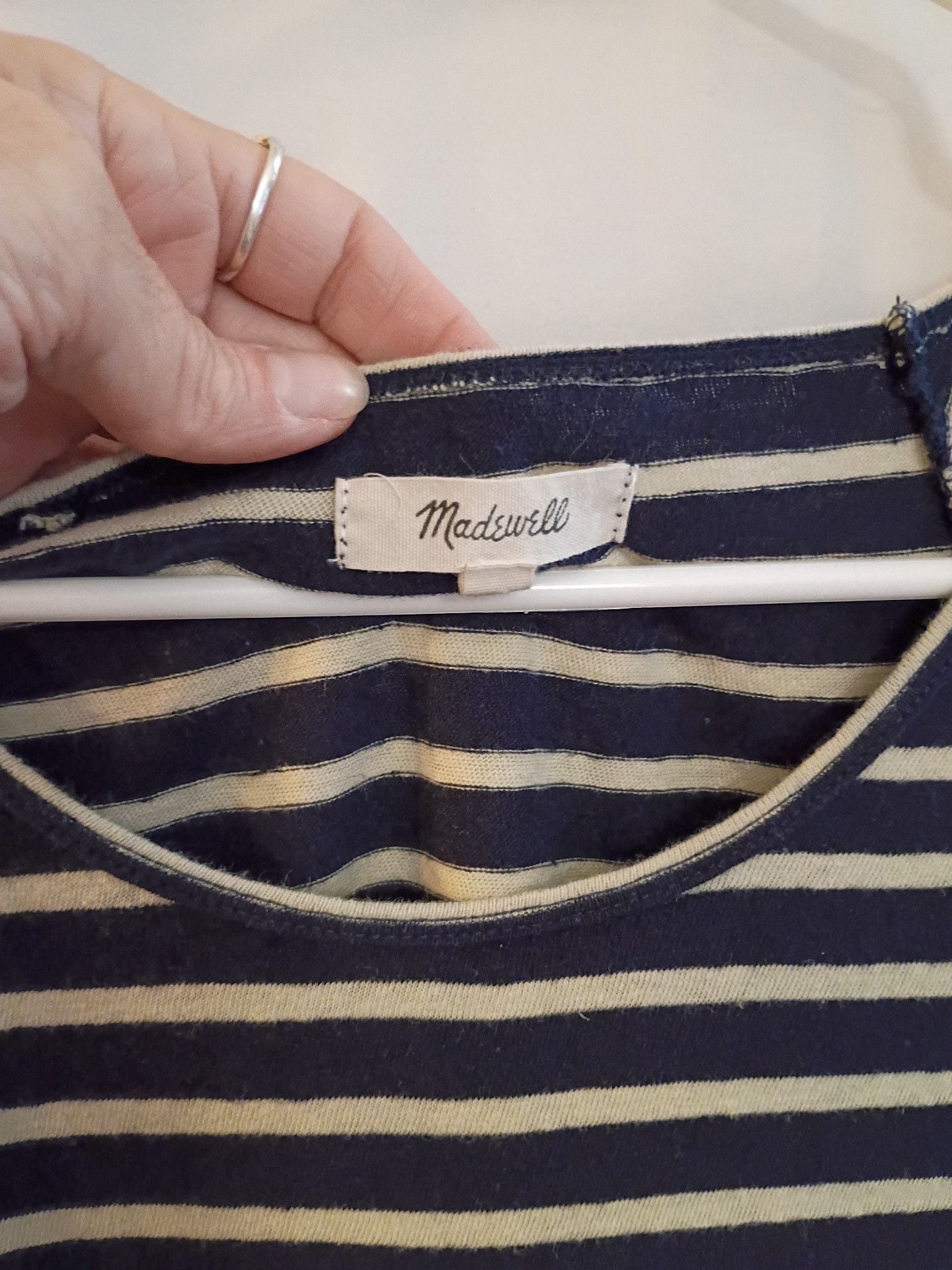 Madewell Short Sleeve Swing Panel Striped T-Shirt Size XXS Navy Cream 3