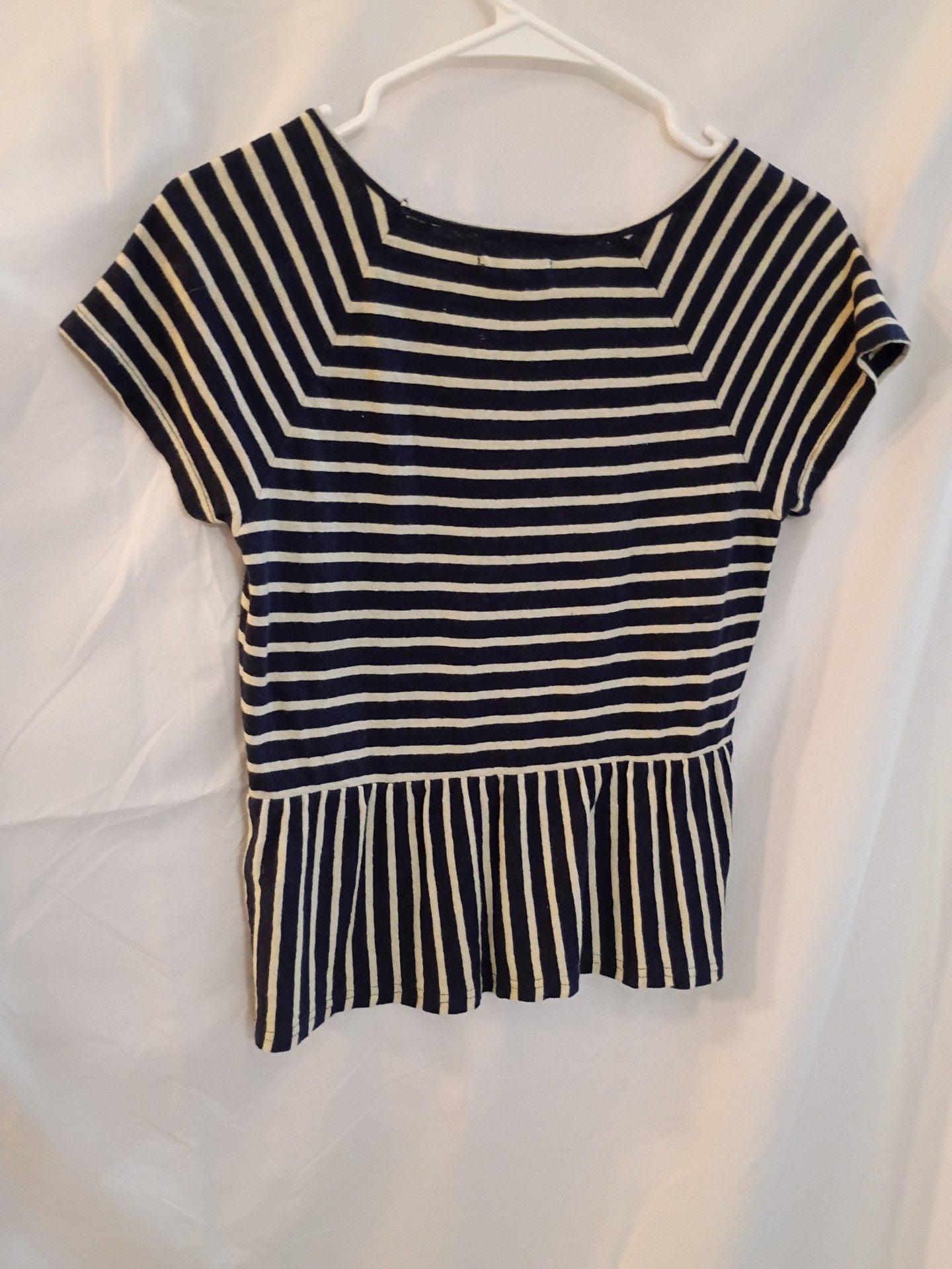 Madewell Short Sleeve Swing Panel Striped T-Shirt Size XXS Navy Cream 5