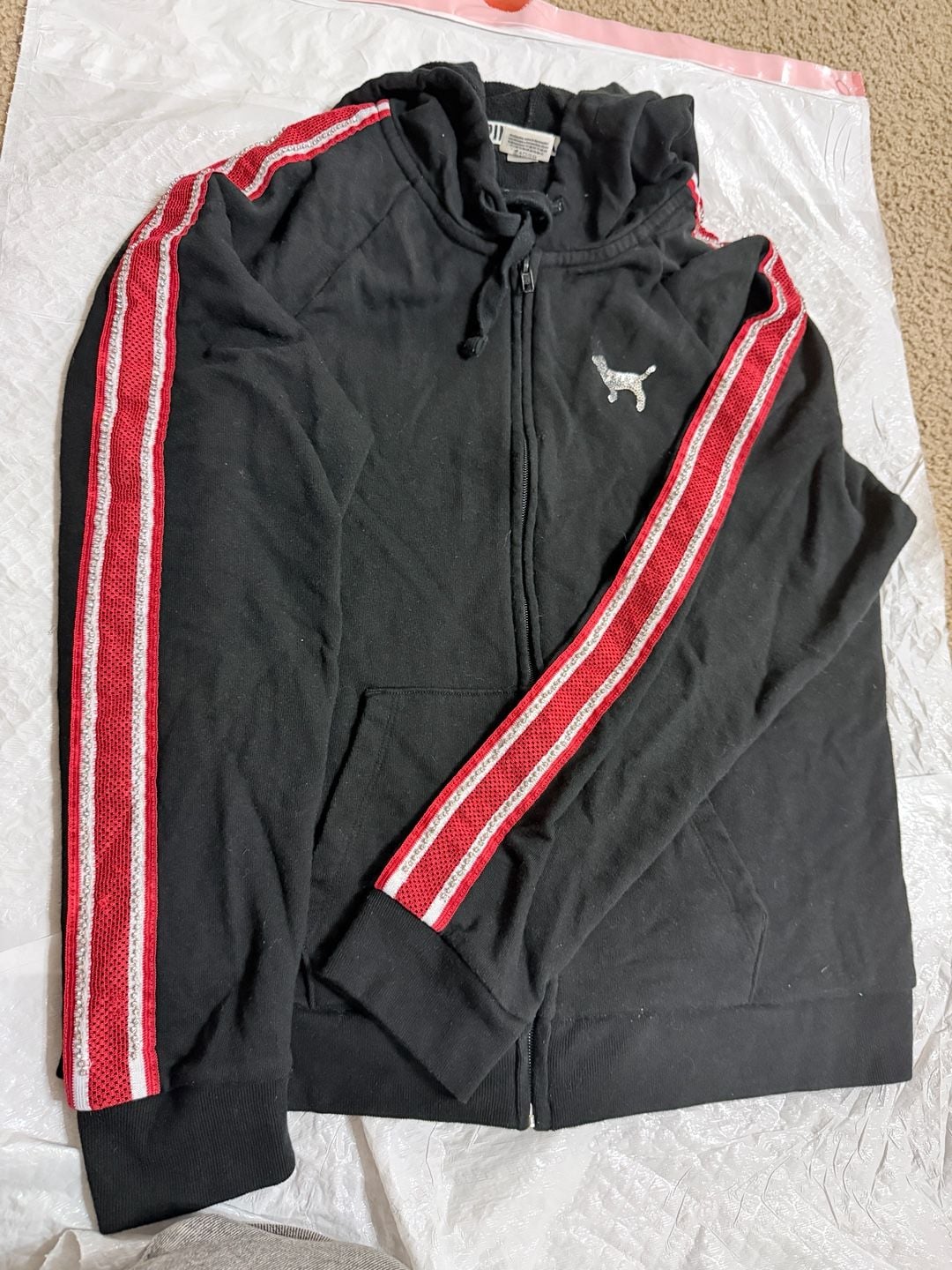 Victoria's Secret Pink Full Zip Hoodie Size L Black 2