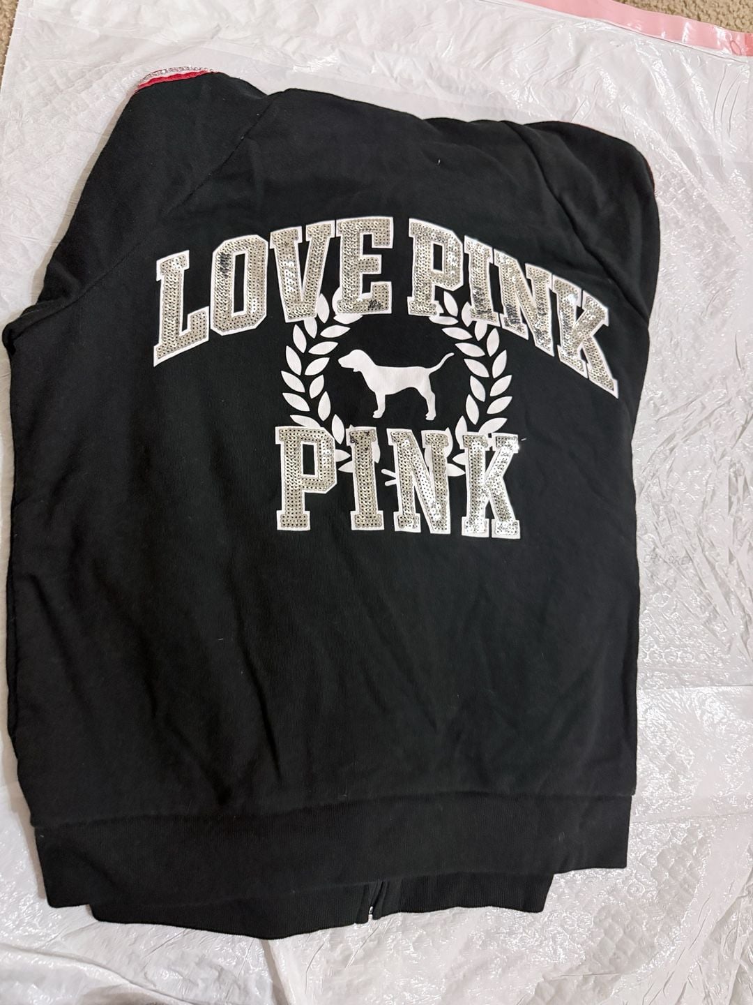 Victoria's Secret Pink Full Zip Hoodie Size L Black 3
