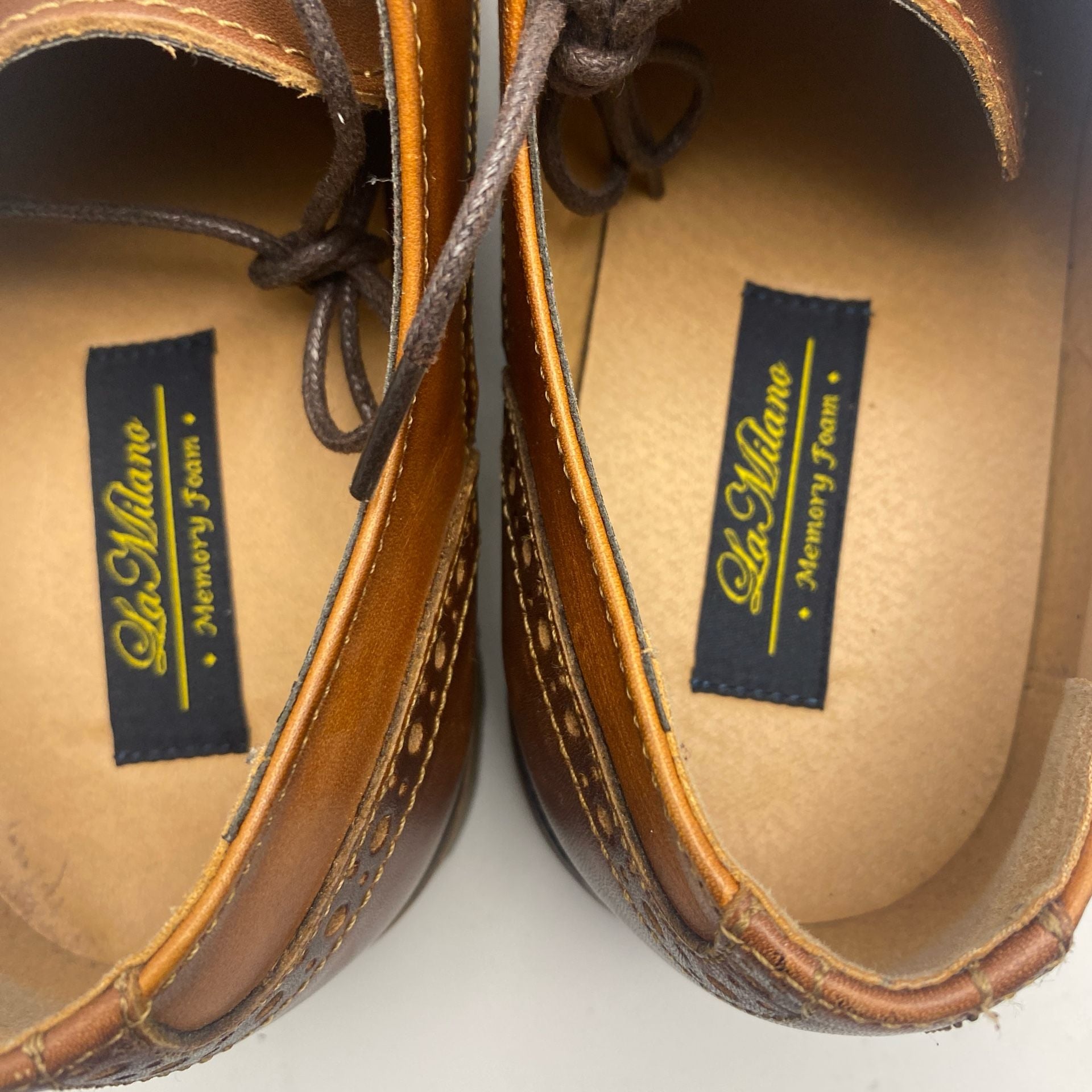 La Milano Gary II Size 10 Tan Navy Wingtip Dress Shoes (DS1028) 7