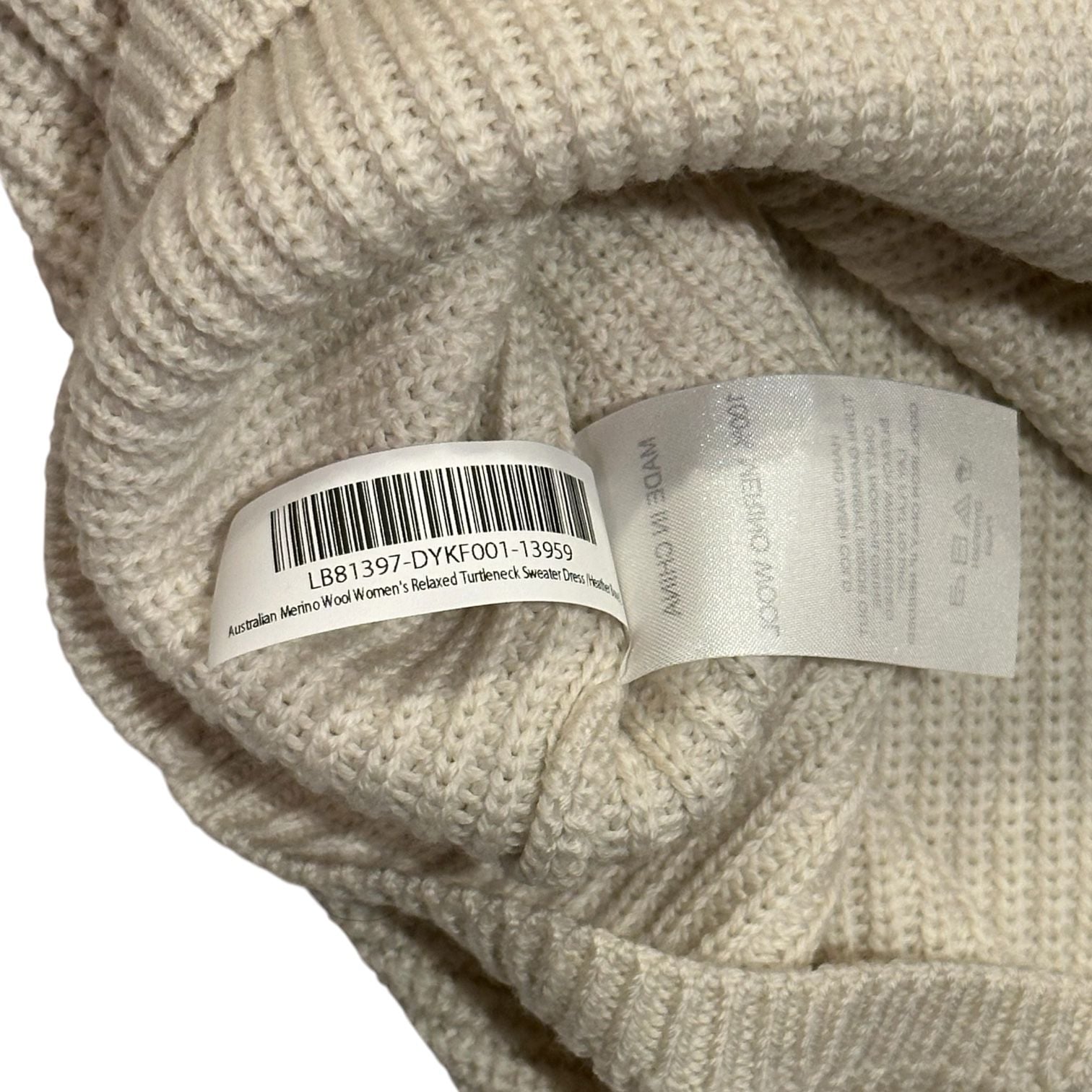 Quince Turtleneck Sweater Dress Size Large Merino Wool Beige NWT 8