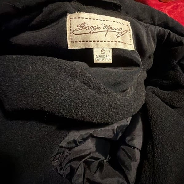 Giorgio Morandi Jacket Size S Black Fleece Lined Winter Coat