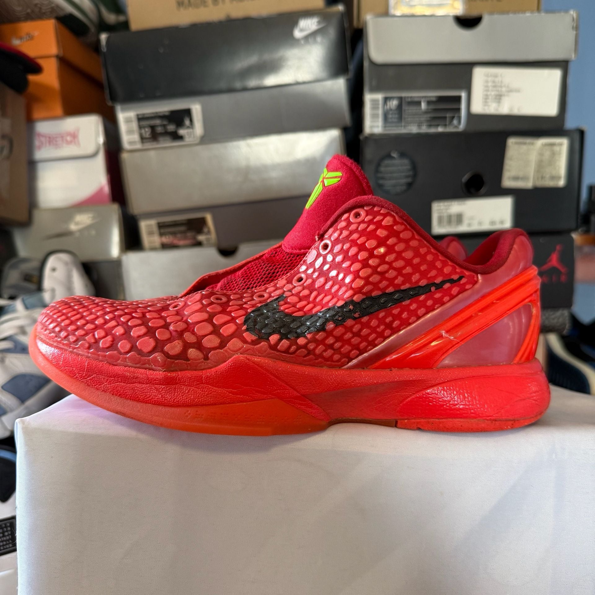 Nike Kobe 6 Protro GS Size 6Y Reverse Grinch Red Basketball Shoes 3