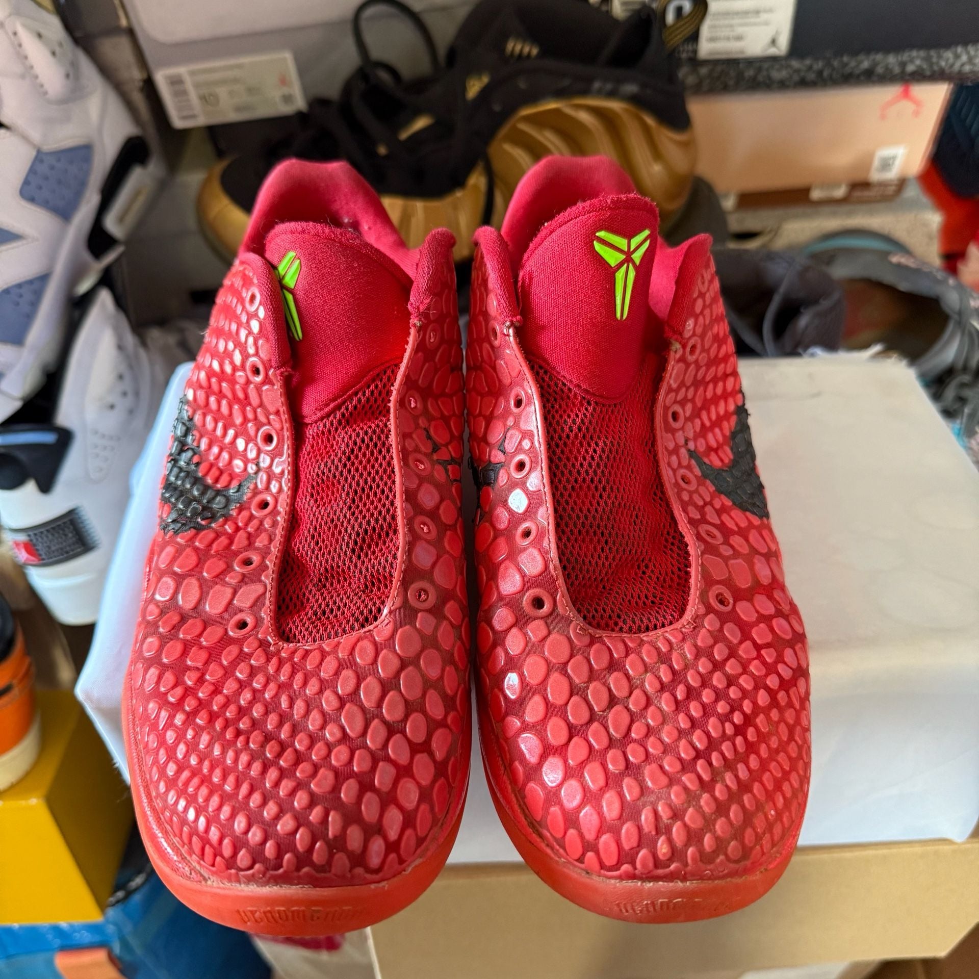 Nike Kobe 6 Protro GS Size 6Y Reverse Grinch Red Basketball Shoes 5