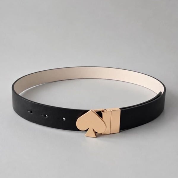 NEW Kate Spade Reversible Logo Slide Buckle Belt Black White Leather Size L