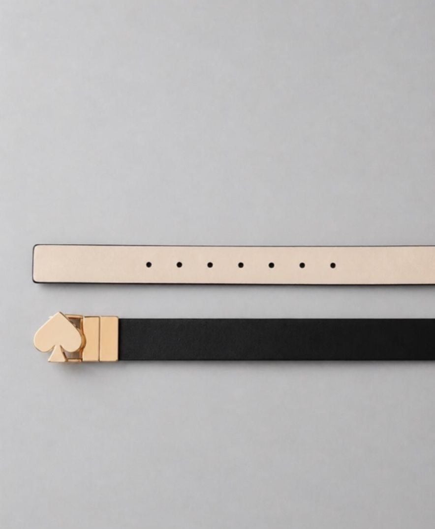 NEW Kate Spade Reversible Logo Slide Buckle Belt Black White Leather Size L 3