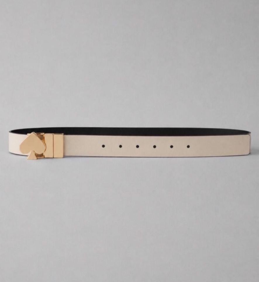 NEW Kate Spade Reversible Logo Slide Buckle Belt Black White Leather Size L 4