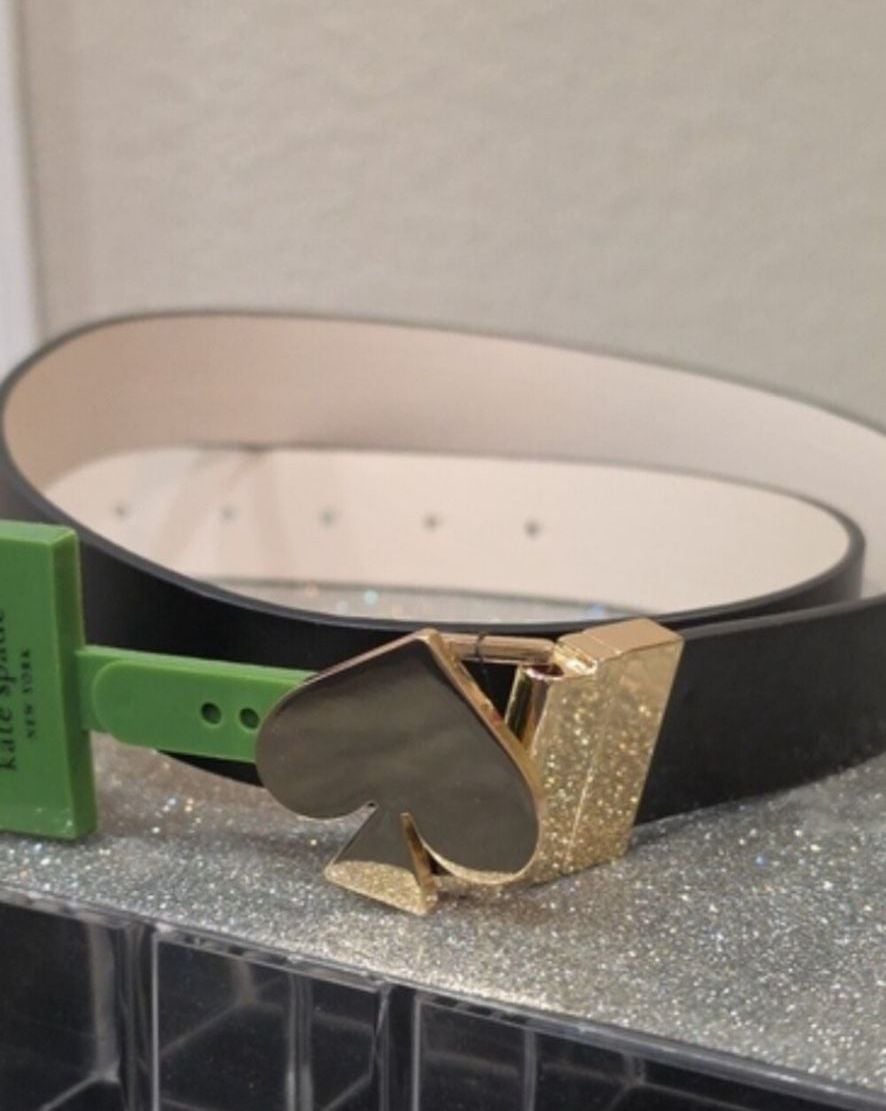 NEW Kate Spade Reversible Logo Slide Buckle Belt Black White Leather Size L 5