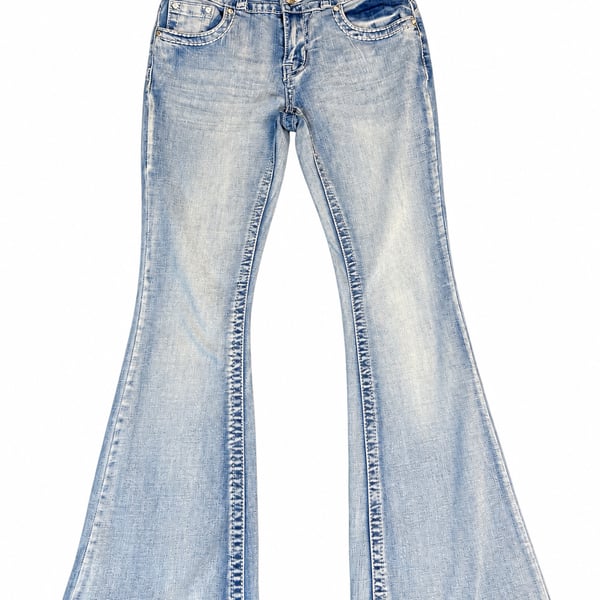 SKY Premium Denim Jeans Size 1/2 Cross Embellished Flare