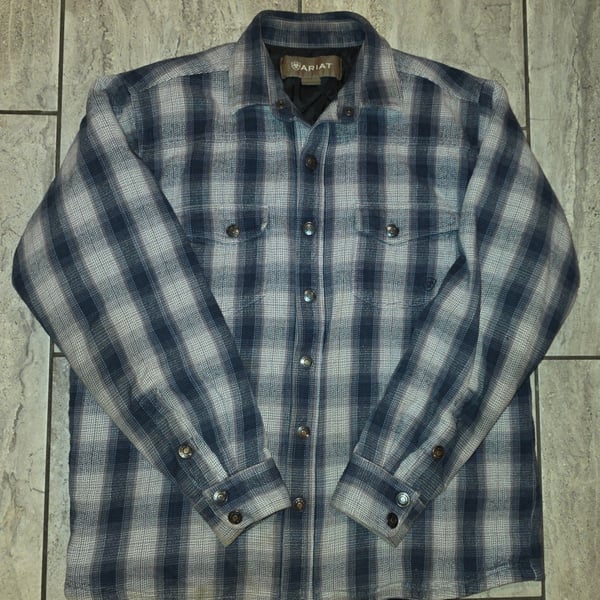 Ariat Fenrir Flannel Snap Shirt Jacket Size M Blue Plaid