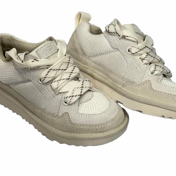 UGG Lo Lowmel Size 1 Kids Jasmine Beige Suede Sneakers