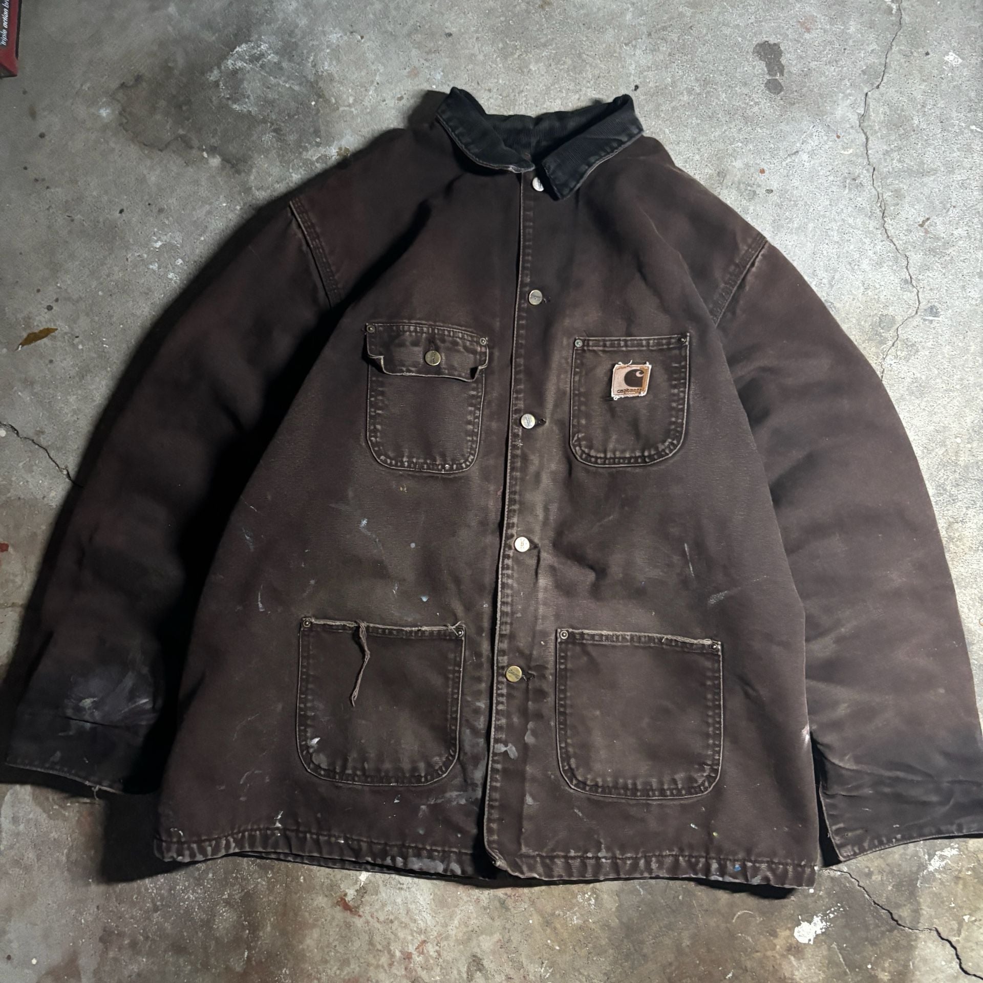 Brown faded vintage 2005 Carhartt jacket X-Large Tall Brown Duck Blanket Lined 7