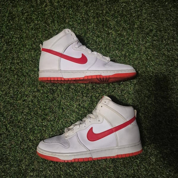 Nike Dunk High White Red Leather Sneakers