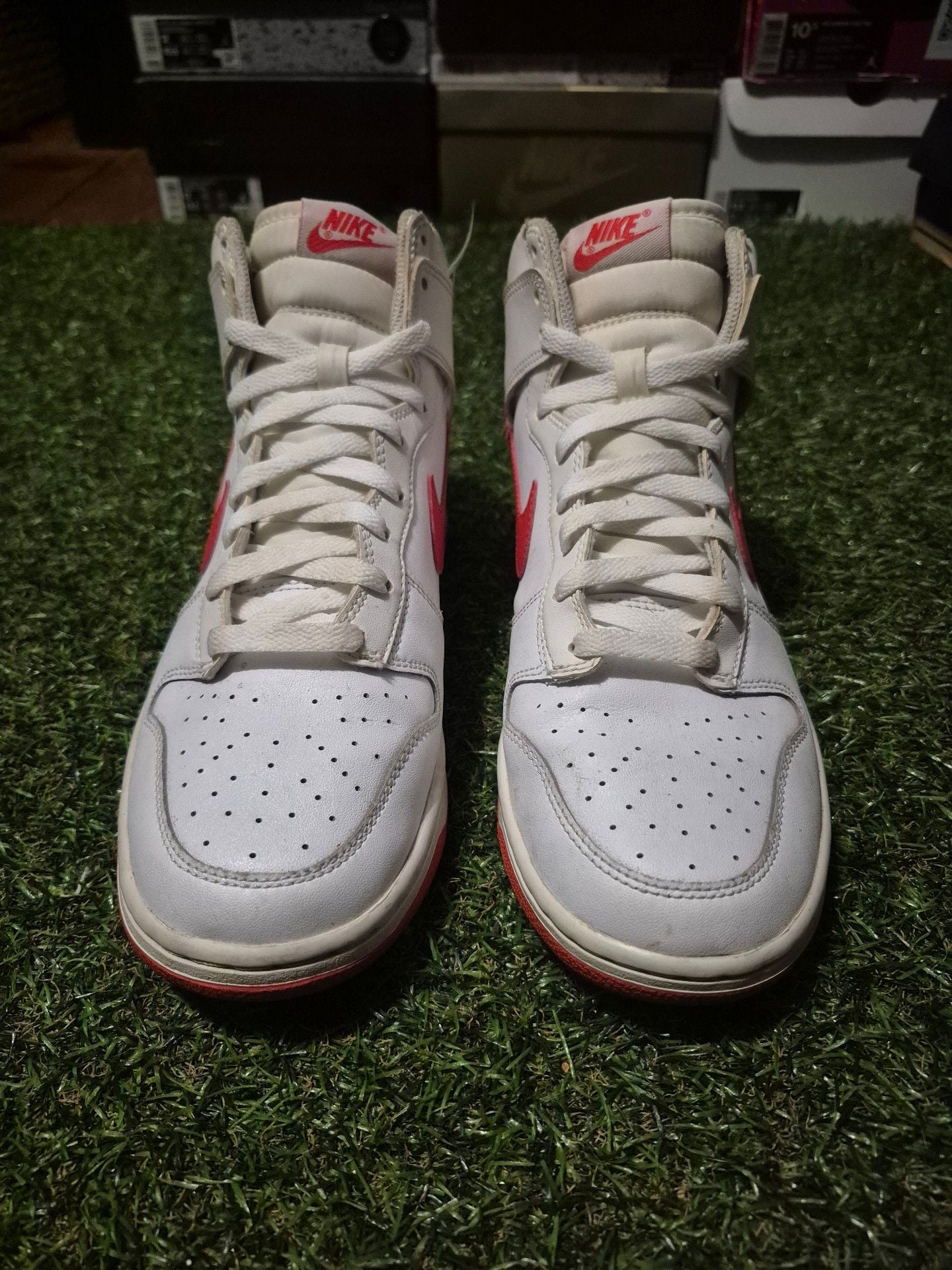 Nike Dunk High White Red Leather Sneakers 4