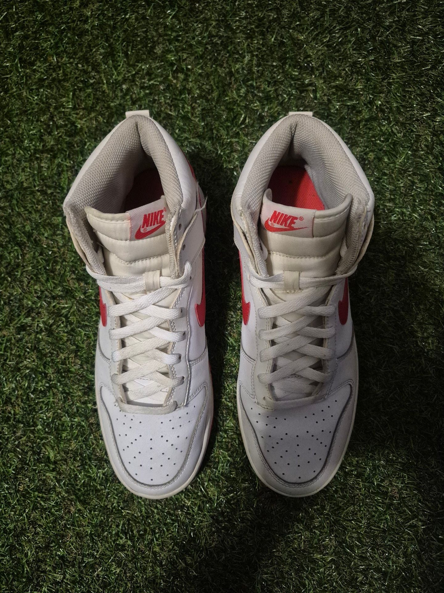 Nike Dunk High White Red Leather Sneakers 6
