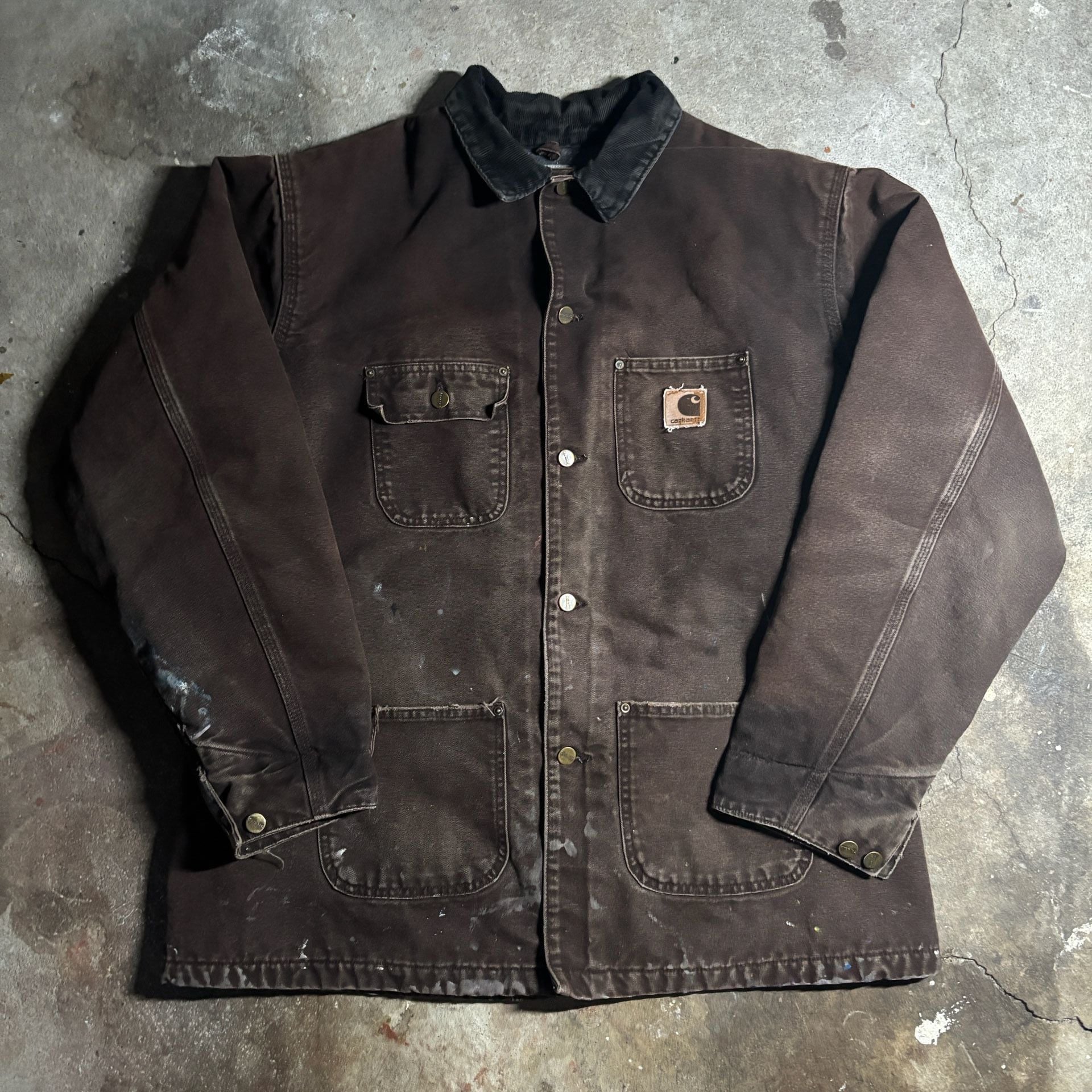 Brown faded vintage 2005 Carhartt jacket X-Large Tall Brown Duck Blanket Lined 3