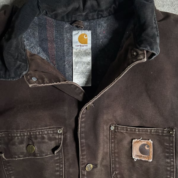 Brown faded vintage 2005 Carhartt jacket X-Large Tall Brown Duck Blanket Lined