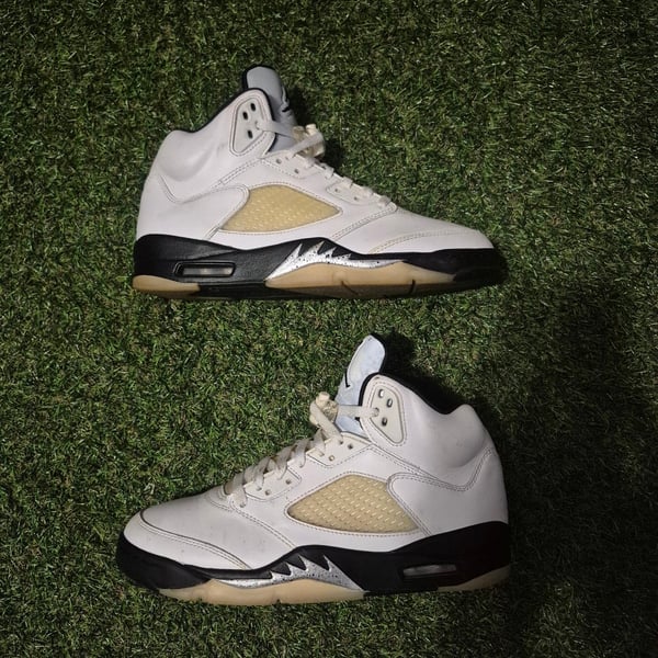 Air Jordan 5 Retro White Black Metallic Silver Sneaker