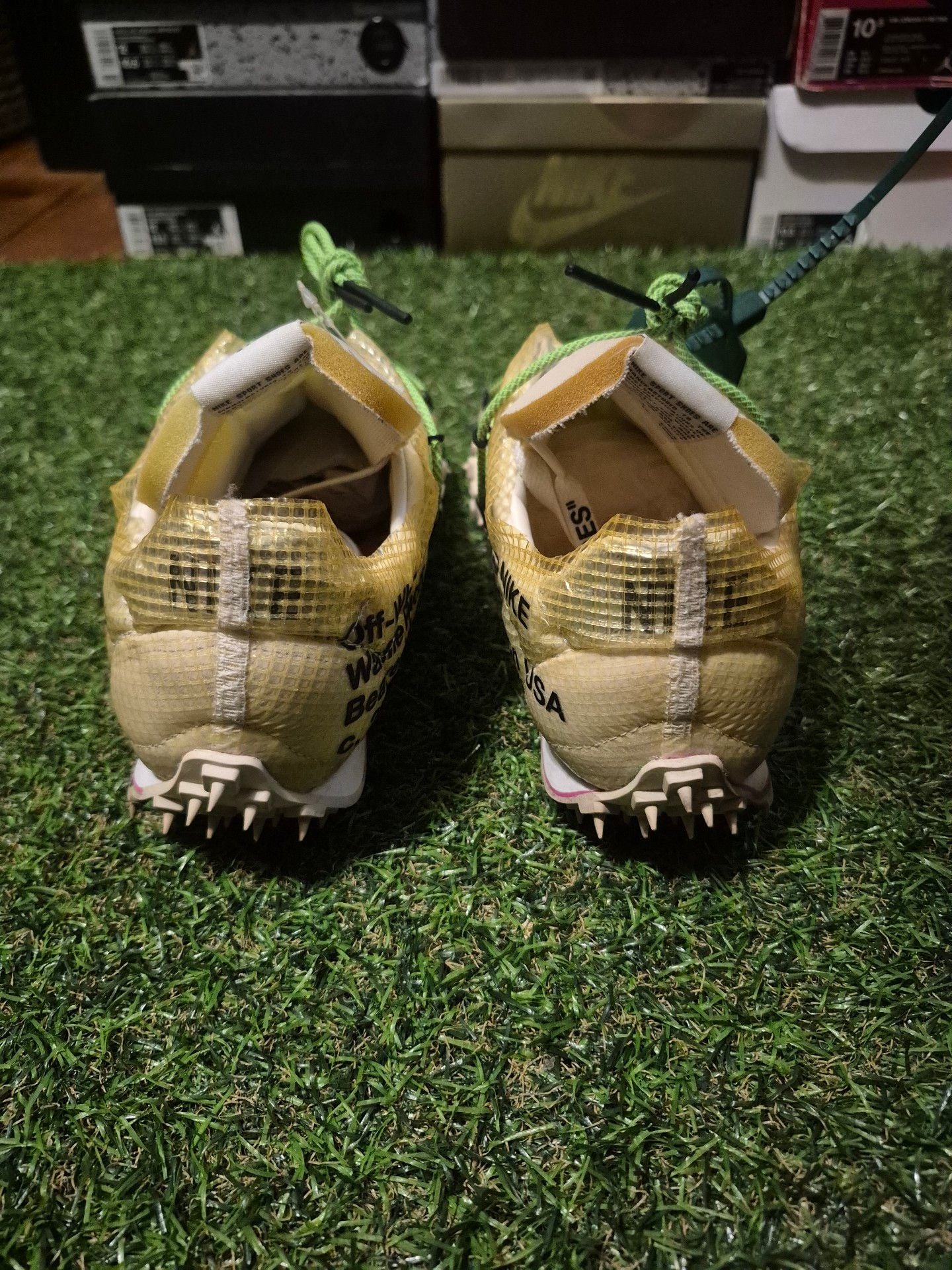 Off-White x Nike Waffle Racer Electric Green 5