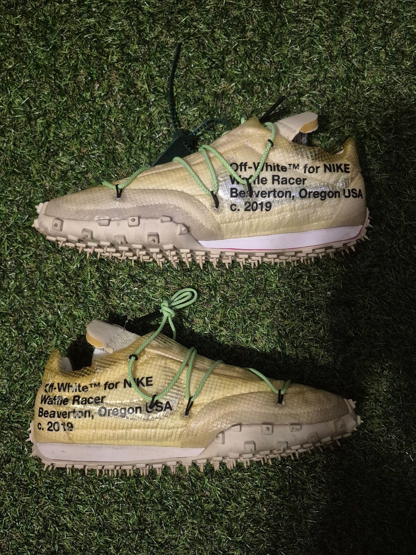 Off-White x Nike Waffle Racer Electric Green 3