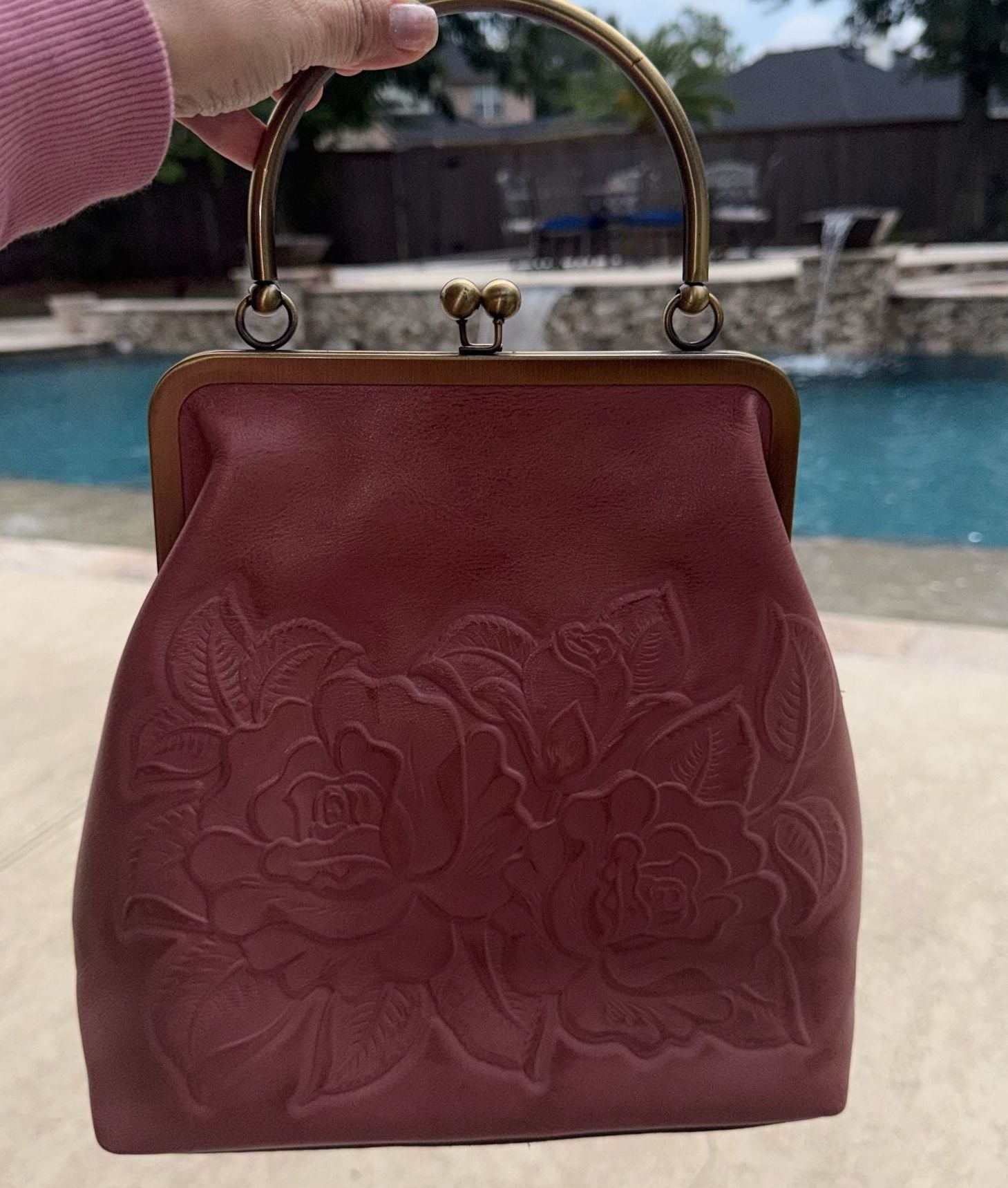 Patricia Nash Pink Rose Embossed Leather Purse Handbag #26V1026 17