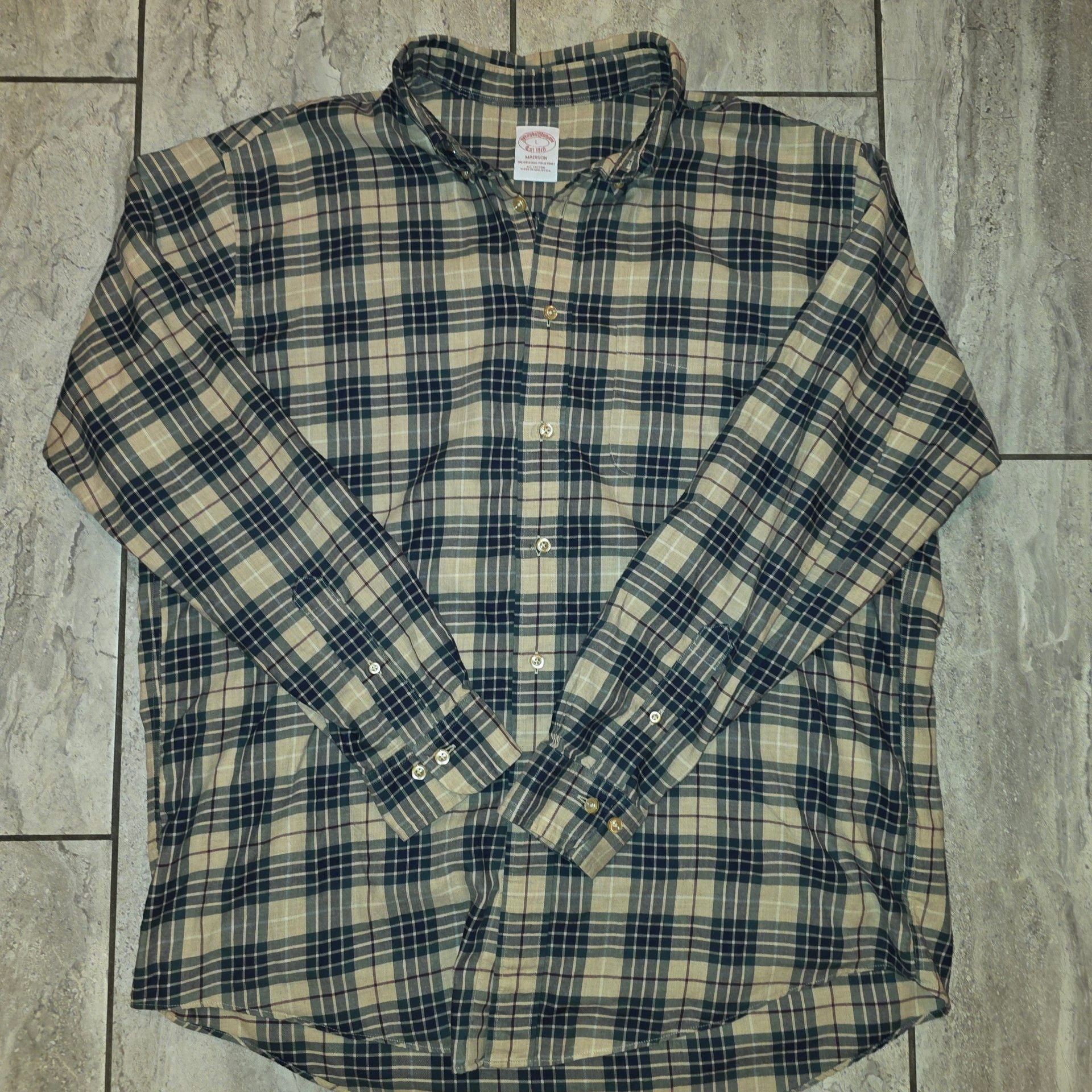 Brooks Brothers Madison Plaid Button Down Shirt Size L 2