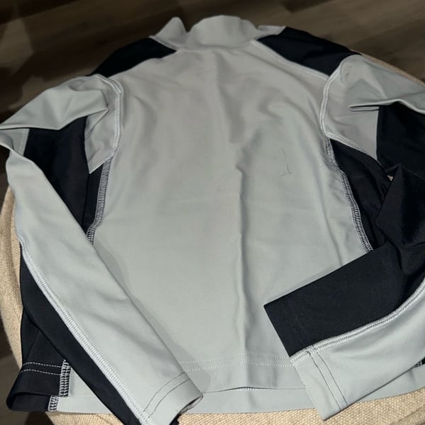 L.L.Bean Kids Swim Shirt Size M 5-6 Gray Black Rash Guard UPF 50+