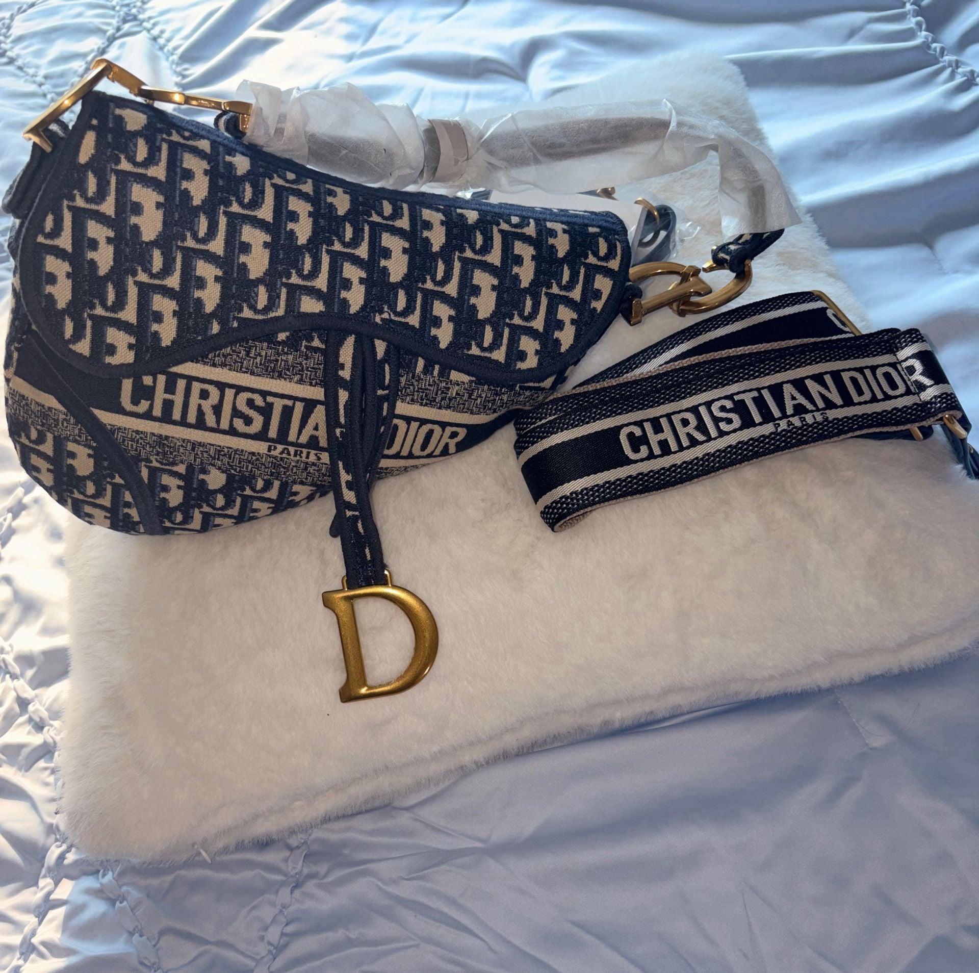 Christian Dior Saddle Bag Blue 4