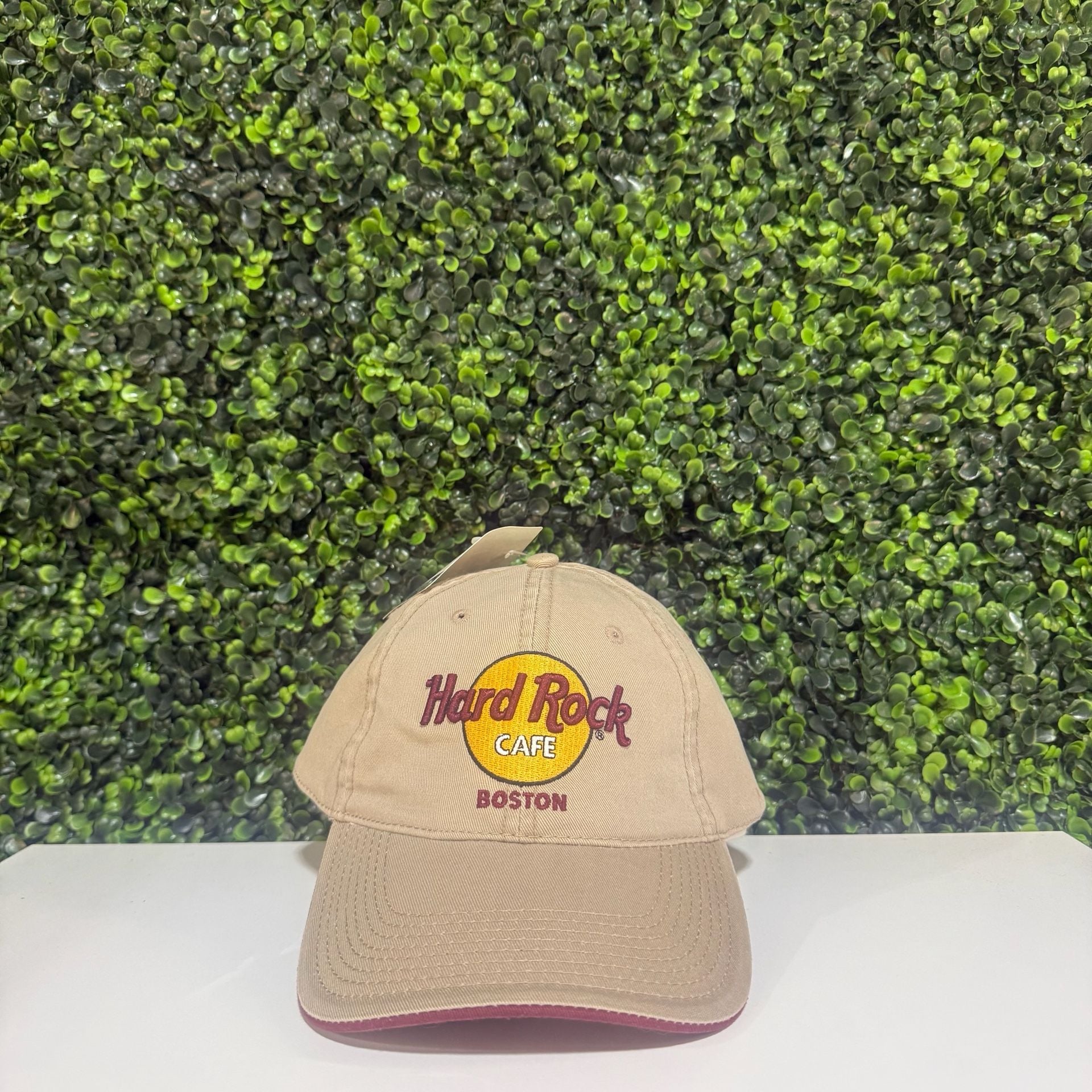 Hard Rock Cafe Boston Baseball Cap Tan Cotton Adjustable 2