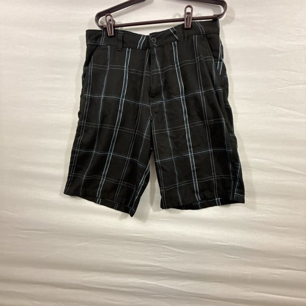 O'Neill Plaid Chino Shorts Size 32 Black Blue Surf Skate Casual