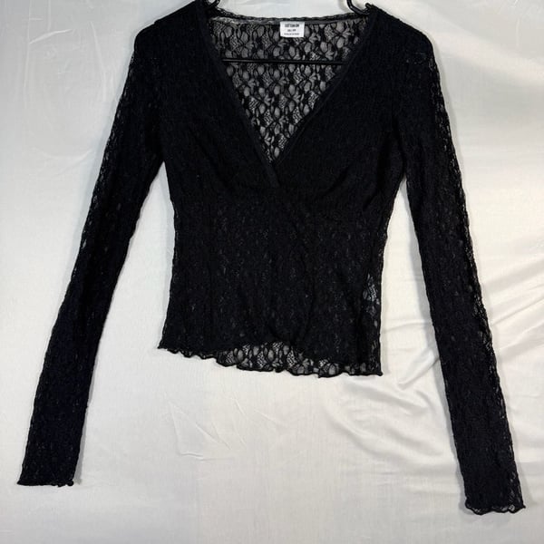 Cotton On Zali Cross Over Long Sleeve Top Size XS Black Lace