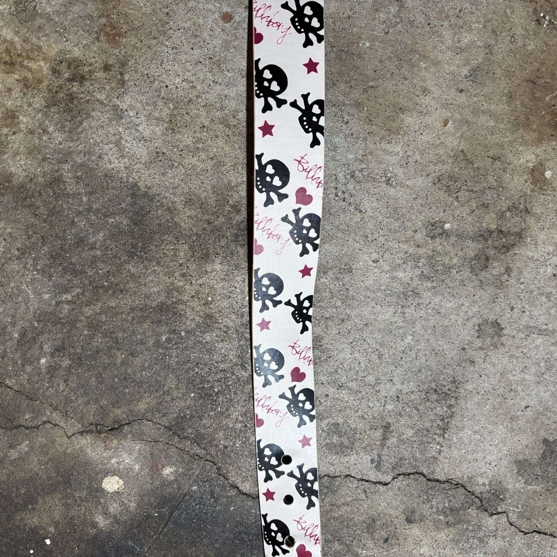 Billabong Skull Print Belt Size S White Pink Black Y2K 3