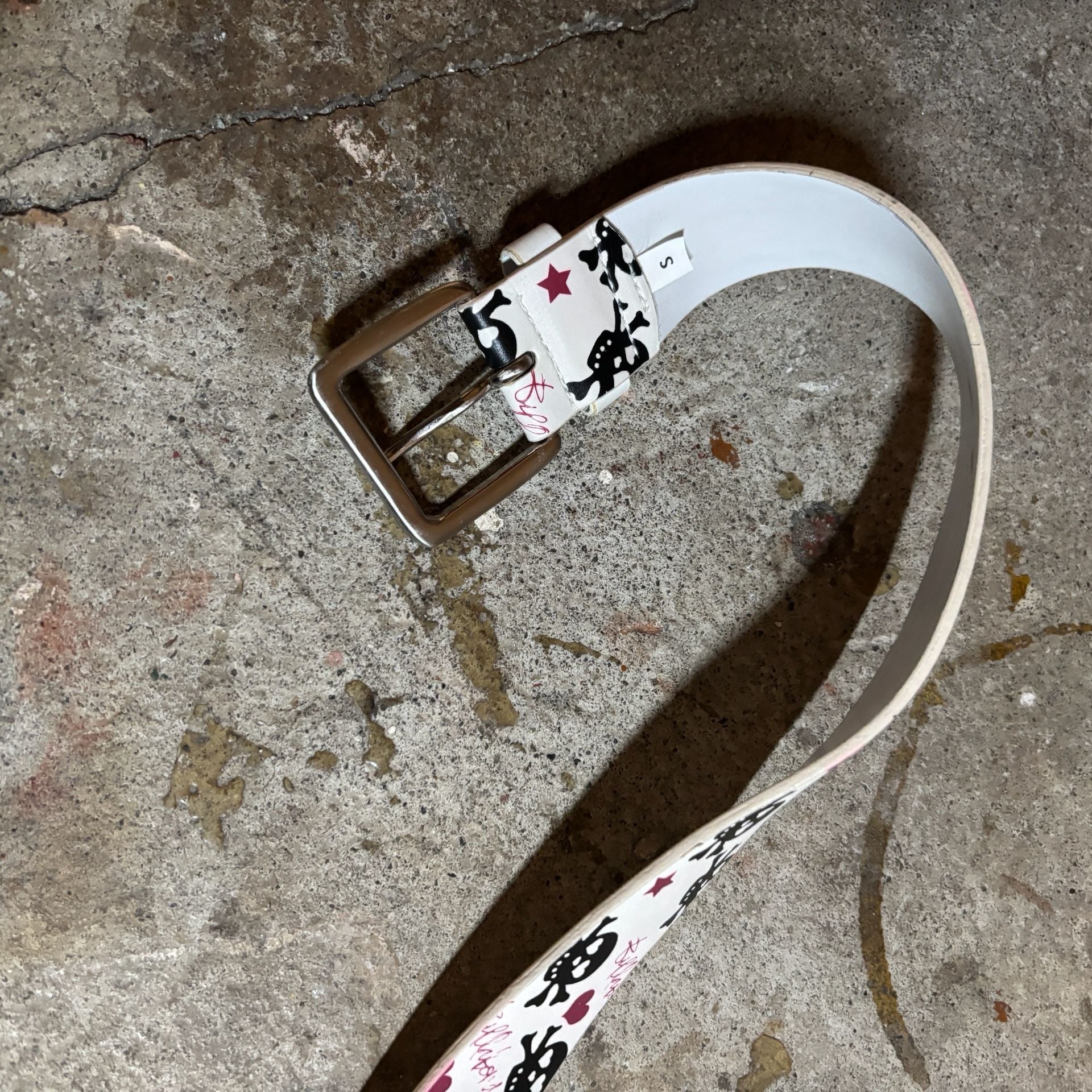 Billabong Skull Print Belt Size S White Pink Black Y2K 4