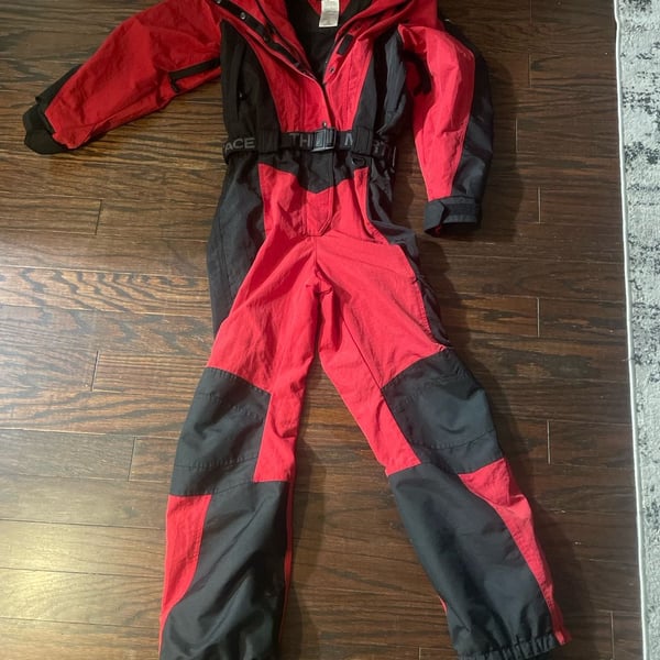 Vintage The North Face Extreme Light Red Black One-Piece Ski Suit Size 6