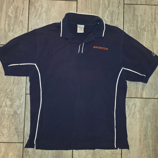 Reebok Denver Broncos Polo Size XL Navy Blue NFL Football