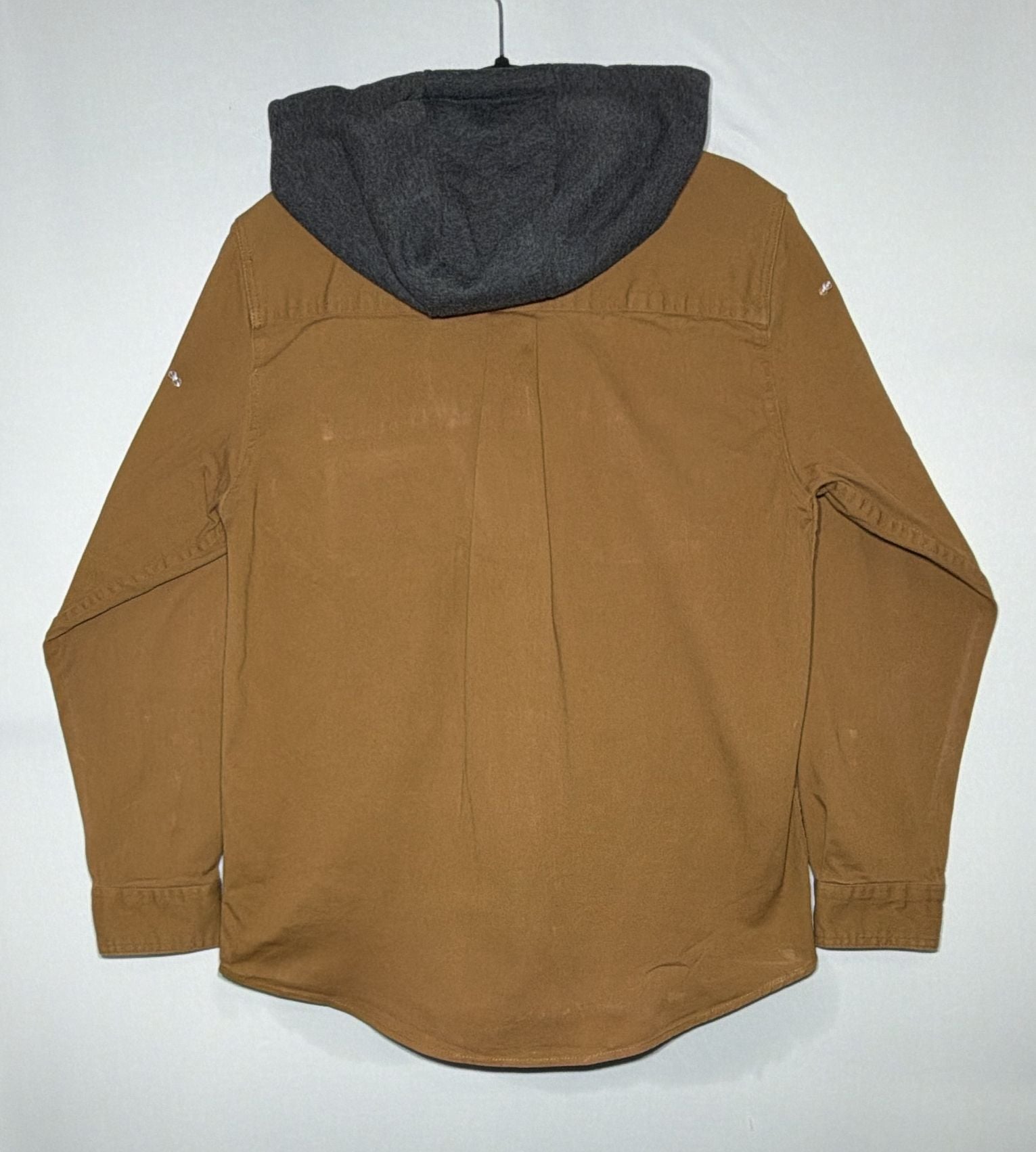 Tony Hawk Hooded Shirt Jacket Size L Brown Canvas Full Zip 4