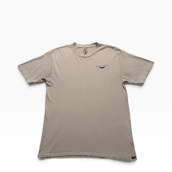 Volcom T-Shirt Size L Tan Cotton Graphic Logo