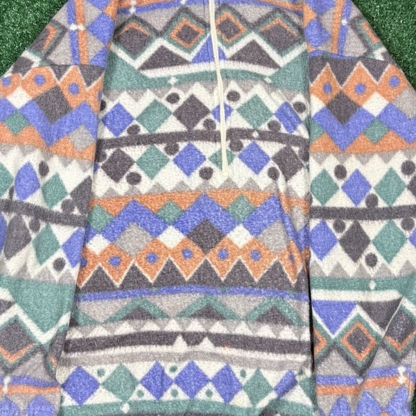 AM Sport 1/4 Zip Fleece Pullover Size M Aztec Print Pastel Ski Jacket