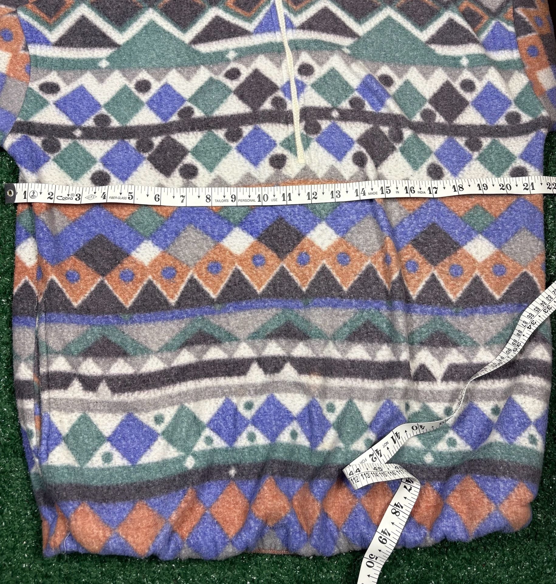 AM Sport 1/4 Zip Fleece Pullover Size M Aztec Print Pastel Ski Jacket 4