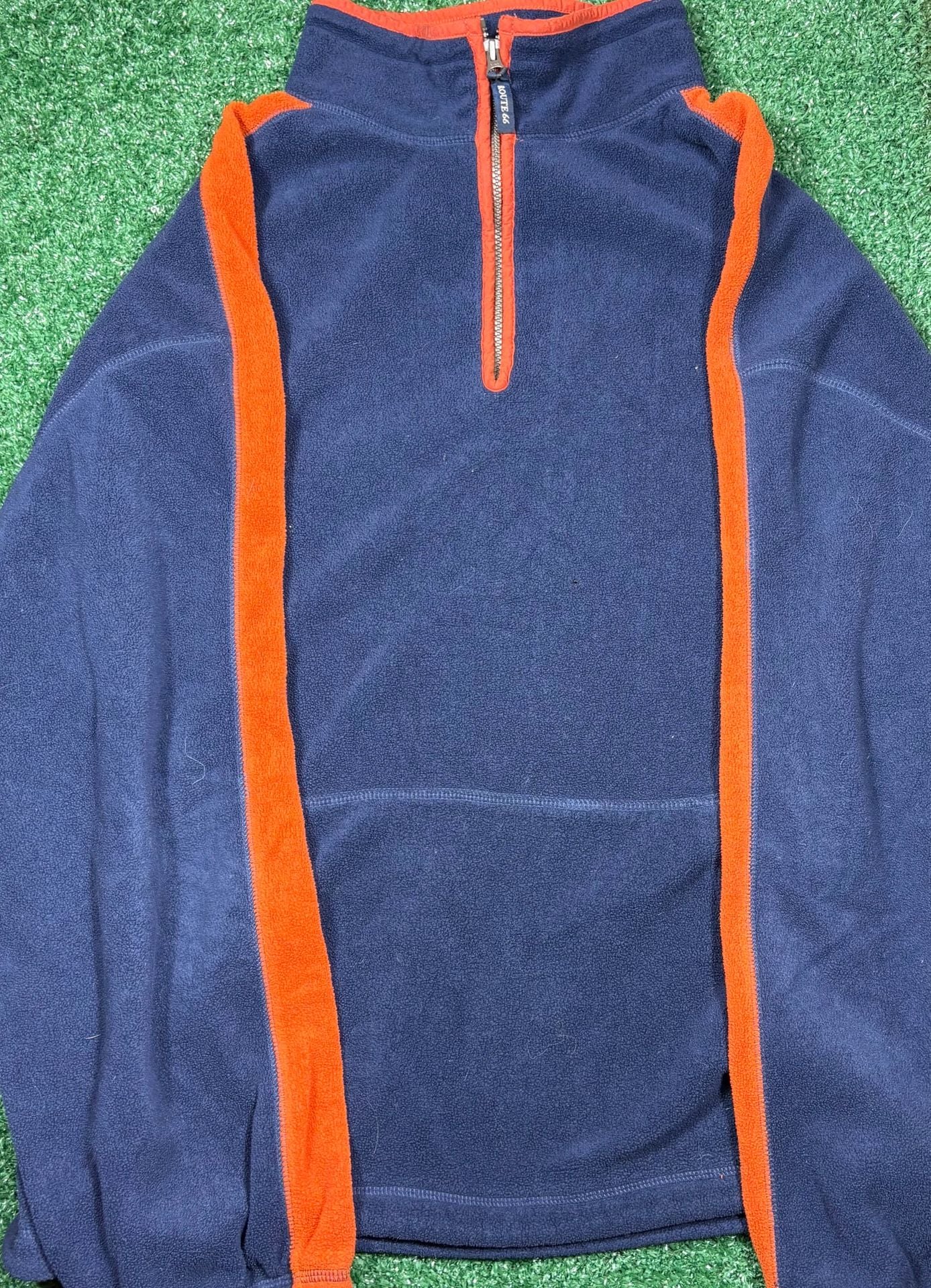 Route 66 1/4 Zip Fleece Pullover Size Extra Large Blue Orange 1