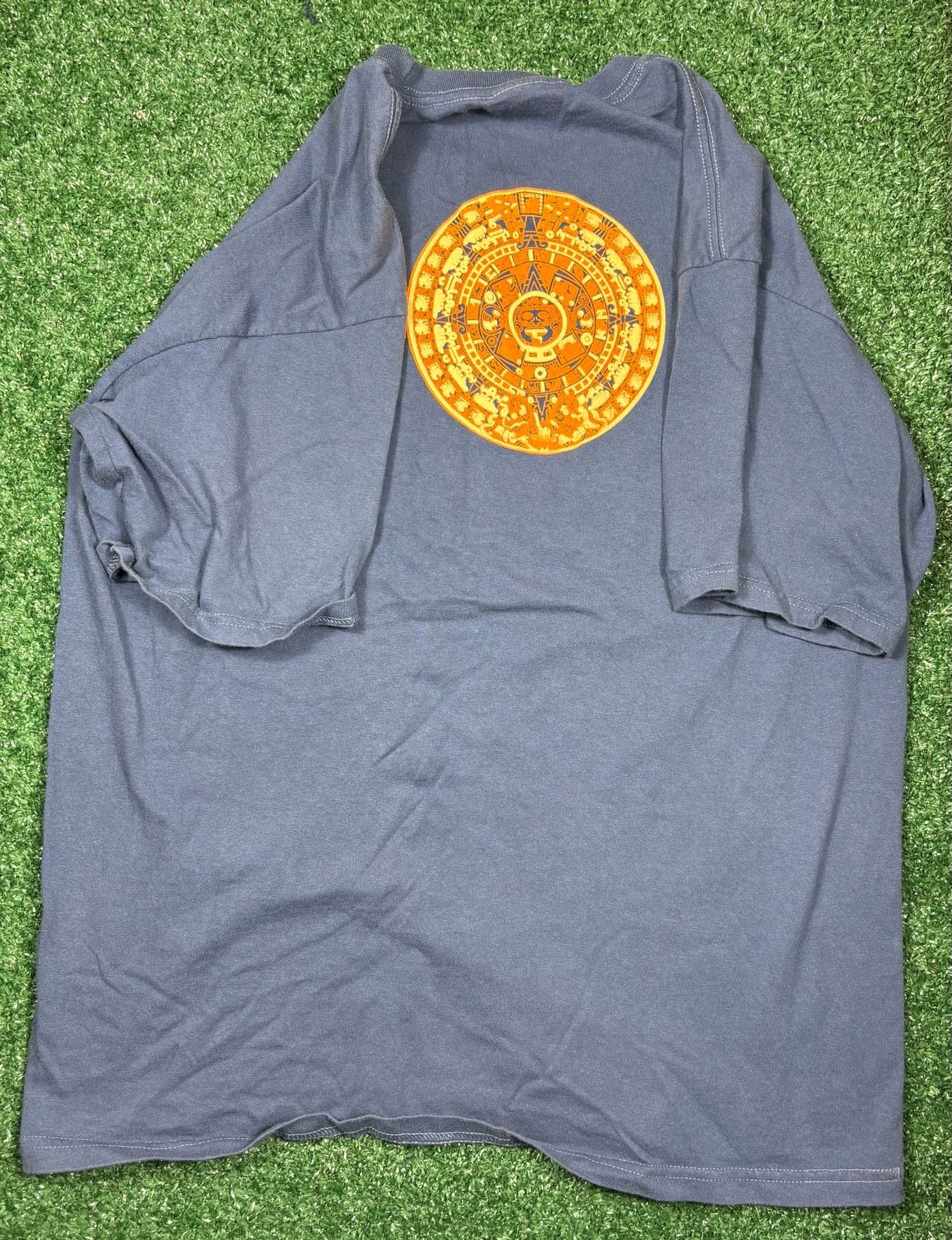 Viura Queretaro Mexico T-Shirt Size L Blue Aztec Calendar Graphic 5