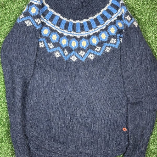 Kari Traa Ringheim Wool Sweater Blue Fair Isle Nordic Crewneck