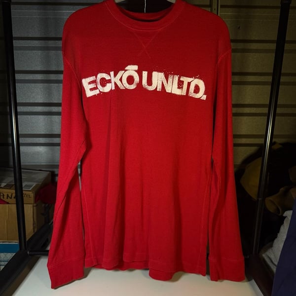 Ecko Unltd Thermal Long Sleeve Shirt Size Large Red Waffle Knit
