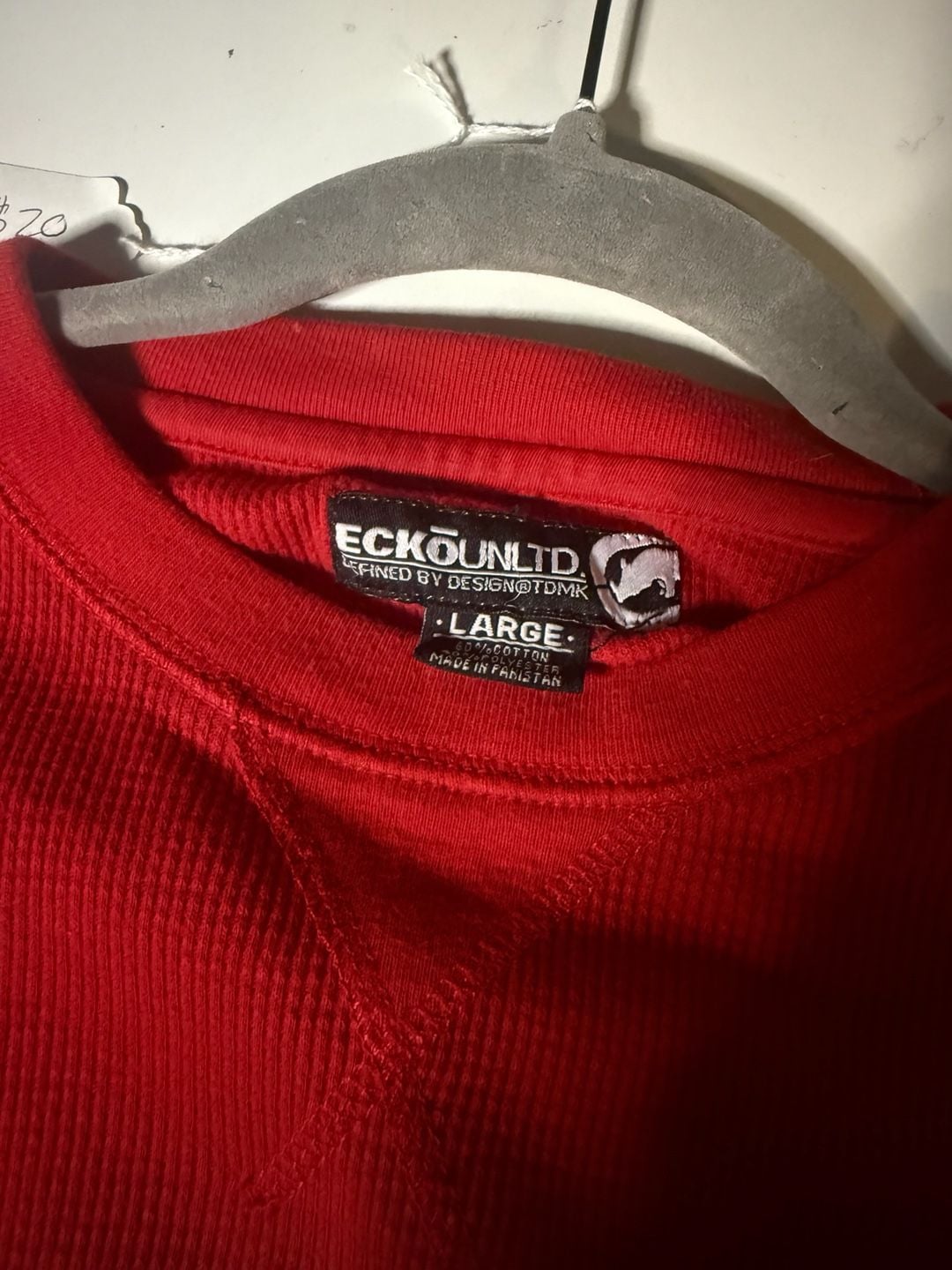 Ecko Unltd Thermal Long Sleeve Shirt Size Large Red Waffle Knit 3