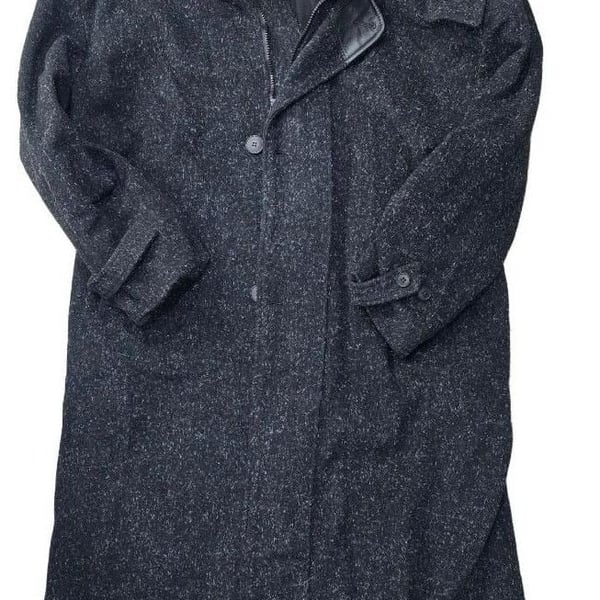 Florenzi Collection Wool Blend Winter Overcoat Black Size M