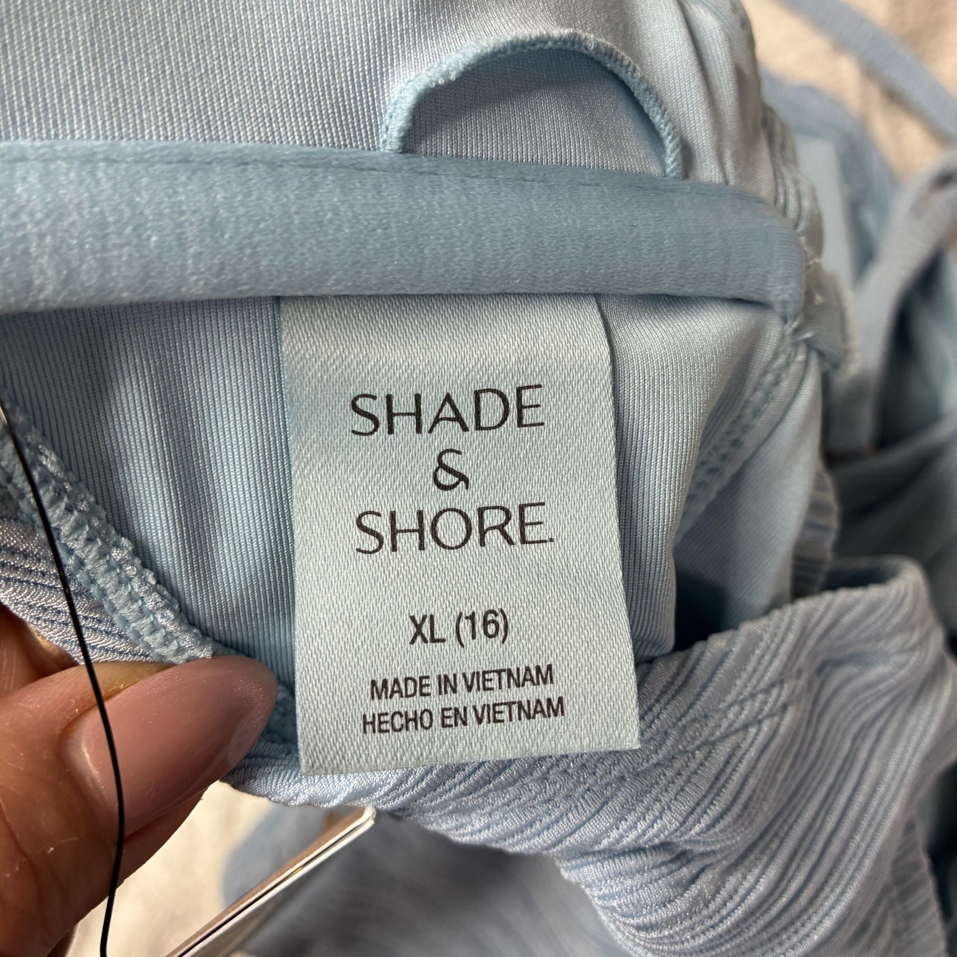 Shade & Shore Crinkle Tunneled Sun Charm One Piece Swimsuit Blue XL 9