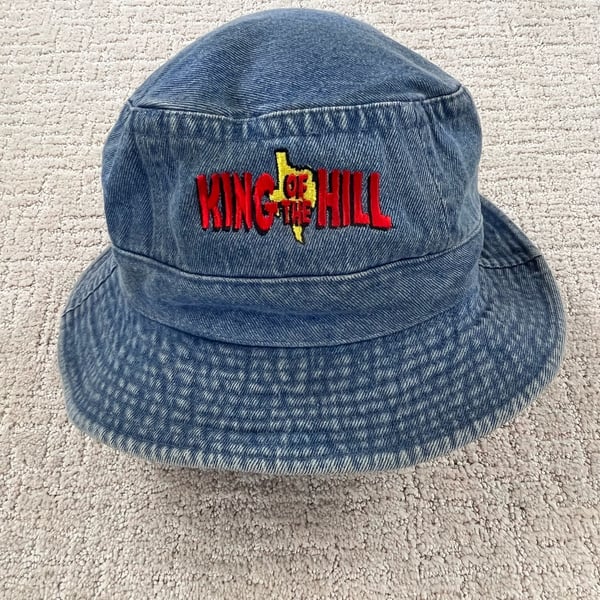 90s King Of The Hill XL Blue Denim Bucket Hat Fox Promo