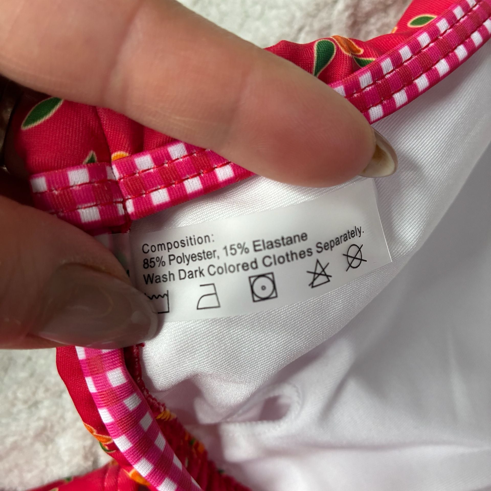 Zaful Floral Print Ruffled Gingham Bikini Set Red XL 8