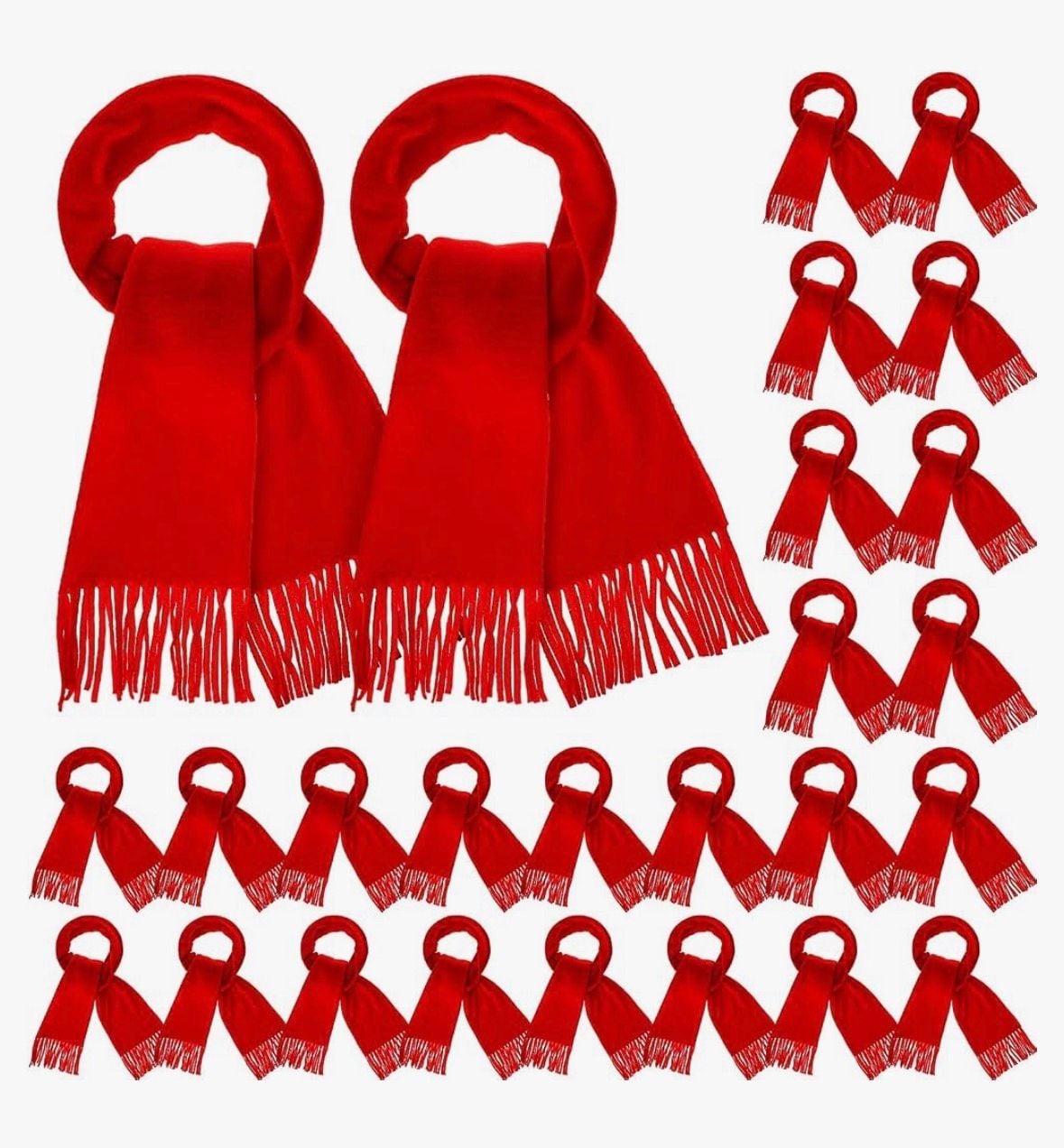 Kigeli 24 Pack Winter Scarves Bulk Red Tassel Edge 1